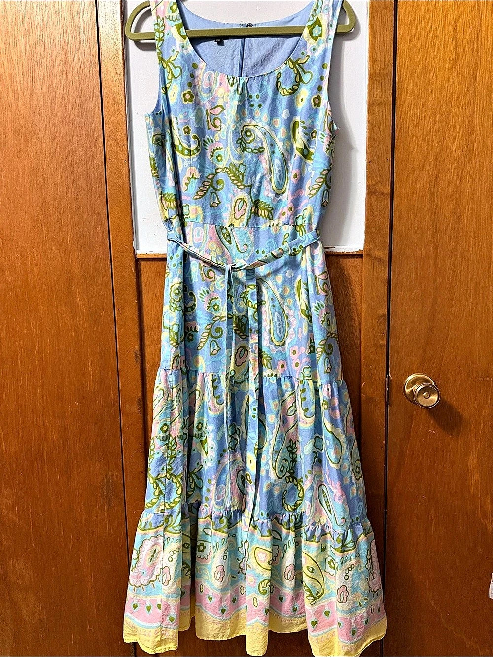 Talbots Voile Midi Dress - Paisley Blue & Pink Size 14